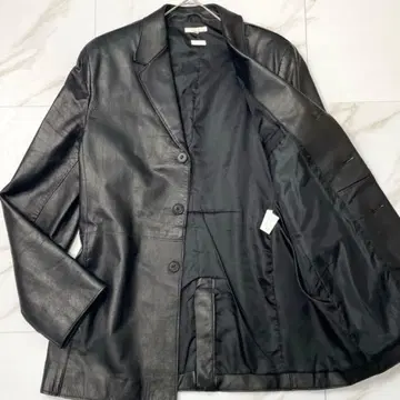 [새상품급] 빈티지 가죽 테일러드 자켓 이탈리아제 소가죽 블랙 48