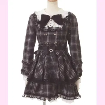 LIZLISA 스핀들 요크 티어드 원피스 블랙 체크