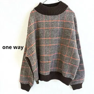 원웨이 체크 니트 하이넥 M 루즈핏 귀여운 여성용