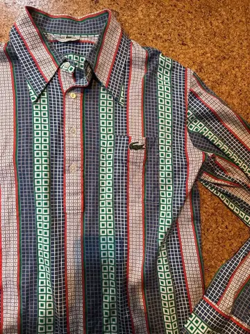 Lacoste 체크 무늬 긴팔 셔츠 올 패턴 쇼와 레트로 빈티지