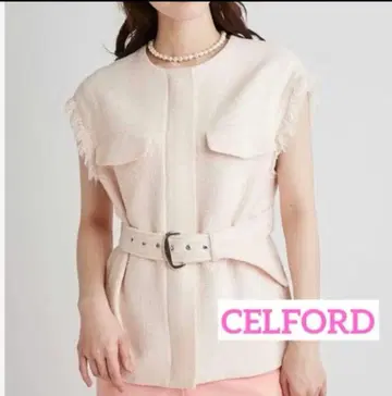 CELFORD 빅 숄더 트위드 베스트