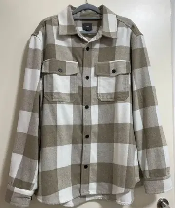 H&M 브라운 화이트 체크 셔츠 L 사이즈