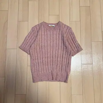 누구 반팔 니트 상의 핑크