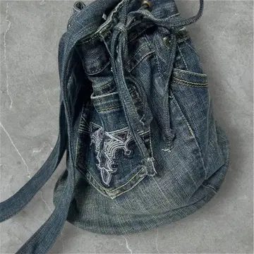 데님 리메이크 백 숄더 복조리 버킷형