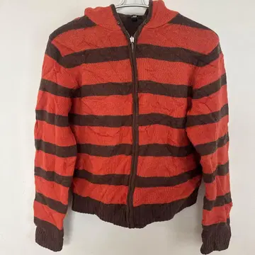 해외 구제 의류 [ M ] A&D 스트라이프 후드티 오렌지/브라운 따뜻한