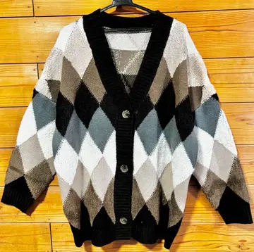 다이아몬드 패턴 가디건 오버 사이즈 L L