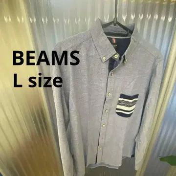 BEAMS 버튼다운 셔츠 블루 L 사이즈