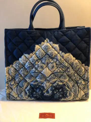 ETRO 네이비/아이보리 토트백 데님
