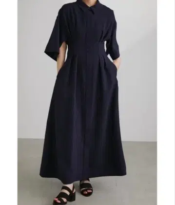 STYLEMIXER 허리 턱 플레어 셔츠 원피스 S