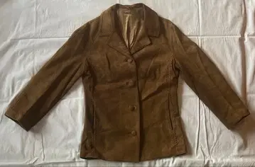 브라운 더블 브레스트 가죽 자켓