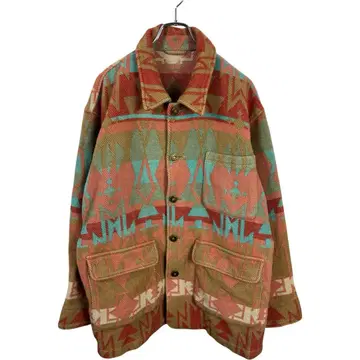 구제 의류 빈티지 남성용 네이티브 무늬 울 자켓 블루종 아우터 겉옷