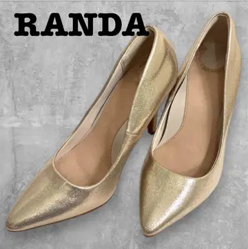 [ RANDA ] 골드 라메 하이힐 펌프스 22.0