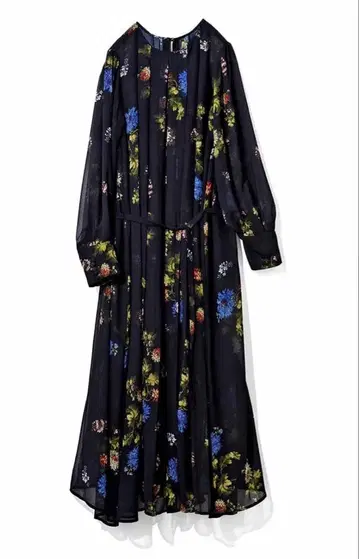 뮤르즈 모던 꽃무늬 원피스 드레스 블랙 M