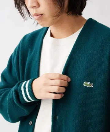 LACOSTE 저널 스탠다드 다크 그린 가디건 M