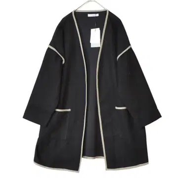 택 포함 새상품 M (여유로운 핏) 배색 파이핑 기모 노카라 코트 여성용