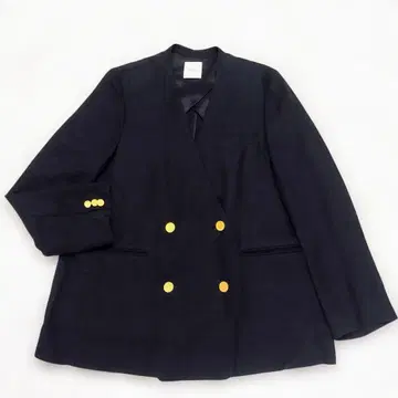Mila Owen 24SS 금장 버튼 더블 노카라 린넨 혼방 자켓 네이비