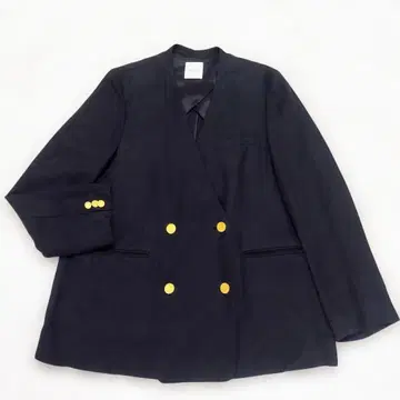 Mila Owen 24SS 금장 버튼 더블 노카라 린넨 혼방 자켓 네이비