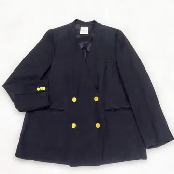 Mila Owen 24SS 금장 버튼 더블 노카라 린넨 혼방 자켓 네이비