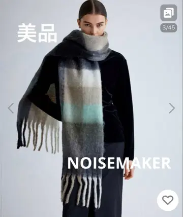 새상품급 NOISEMAKER 볼륨 프린지 블록 체크 머플러 대형