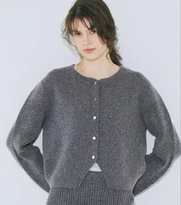 coca 코카 융모 니트 금장 버튼 가디건 그레이 M