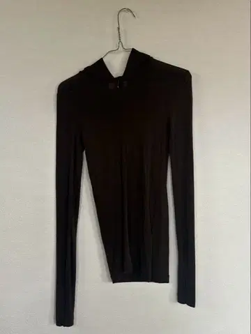 COS 후드 부착 긴팔 상의 다크 브라운 XS