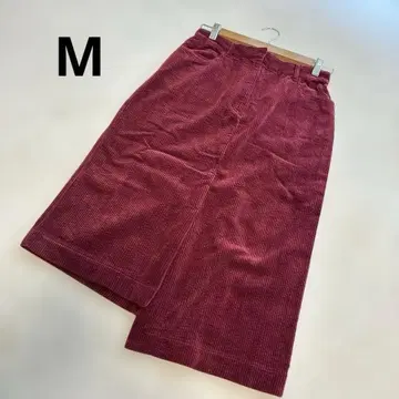 코듀로이 타이트 스커트 롱 기장 버건디 빨간색 레드 가을/겨울 M