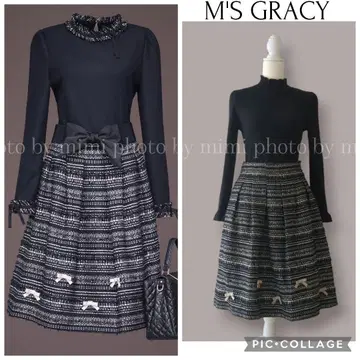 M'S GRACY 트위드 리본 스커트