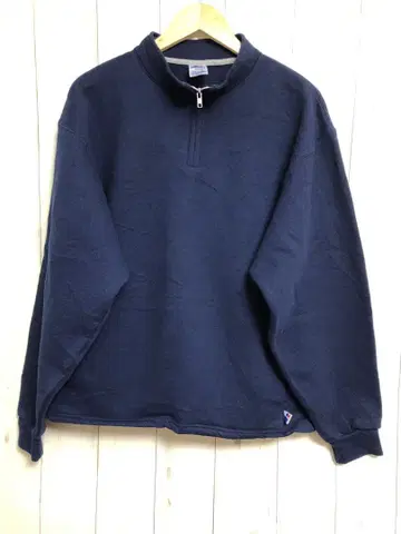 US 구제 의류 RUSSELL 하프 지퍼 맨투맨 L 네이비 s13