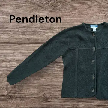 펜들턴 자수 울 가디건 M 짙은 녹색 카키