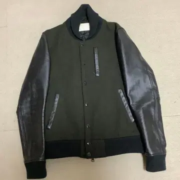 URBAN RESEARCH 바시티 자켓 (울 & 가죽) 카키