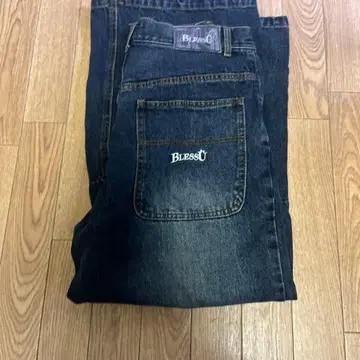 BLESSU 다크 블루 와이드 데님