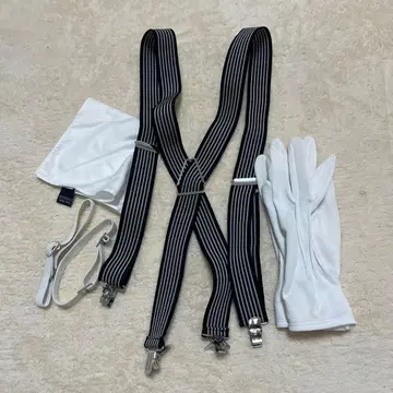 스트라이프 서스펜더 그로브 손수건 암밴드 세트