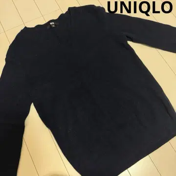 유니클로 UNIQLO V넥 캐시미어 스웨터 긴팔 네이비