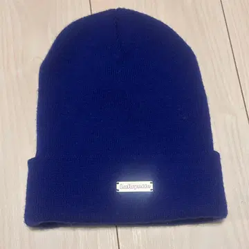 네이비 니트 모자 접이식 플레이트 로고