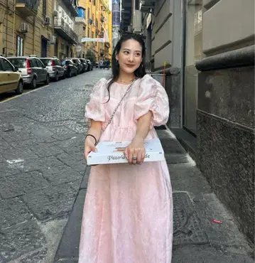 ANDRESD bubble sleeve jacquard dress