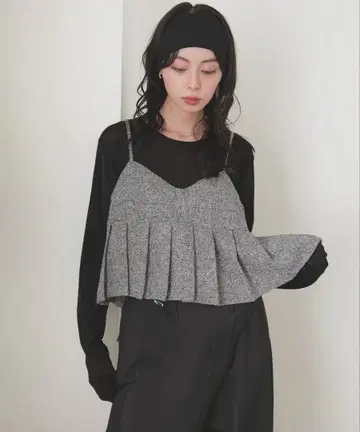 LIAN 트위드 플리츠 뷔스티에 [ Gray ]