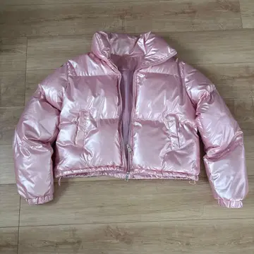 핑크 크롭 다운 자켓