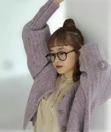 크리스프 울리 숏 니트 가디건 퍼플 여성용 겨울