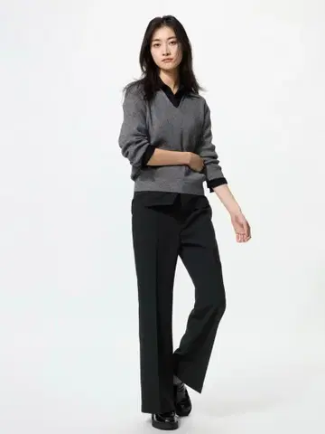 미사용 새상품! UNIQLO 스마트 플레어 팬츠 긴 길이 M 블랙