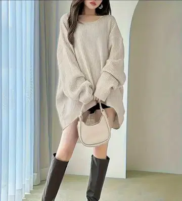 니트 원피스 애프리콧 여성용