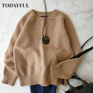 새상품급 투데이풀 카멜 크루넥 울 스웨터 울 100%