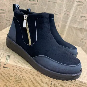 새상품 여성용 22.5cm 경량 보아 안감 숏부츠 블랙 9840