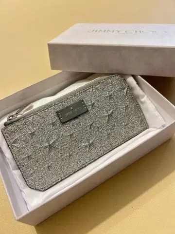 JIMMY CHOO 글리터 가죽 카드 케이스