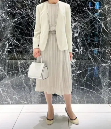 Ballsey 랜덤 플리츠 조젯 허리 개더 원피스