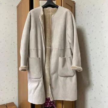 BEAMS HEART 여성용 코트 베이지 집업 무스탕