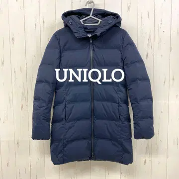 유니클로 심리스 다운 코트 네이비 여성용 S 사이즈