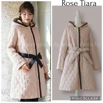 Rose Tiara* 배색 퀼트 다운 코트 빅 사이즈