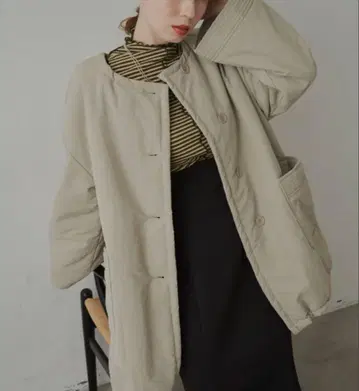 노카라 충전솜 스티치 코트 hinari