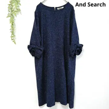 새상품 앤드서치 칠부 소매 원피스 소매 리본 라운드넥 고급 M