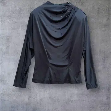 [ 파사데나로즈 ] 새상품급 레트로 블라우스 하이넥 돌먼 비즈 M